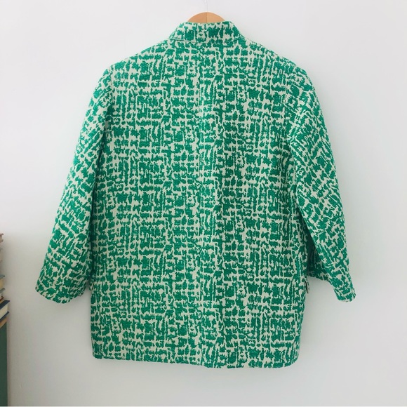 ZARA Green Jacquard tweed Jacket with Patch Pockets SZ M - Picture 11 of 16